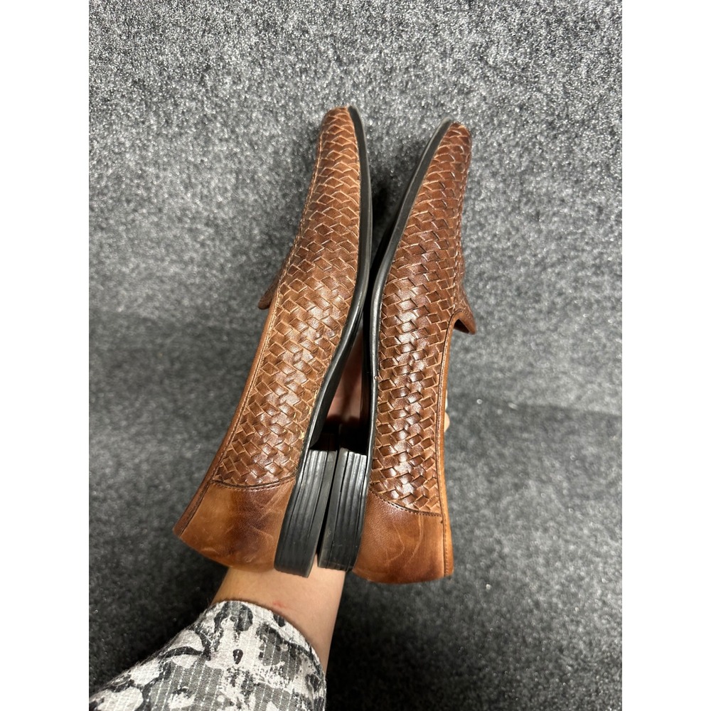 Vintage woven leather loafer brown cottage Whimsygoth old money huaraches boho 9 - Picture 7 of 7